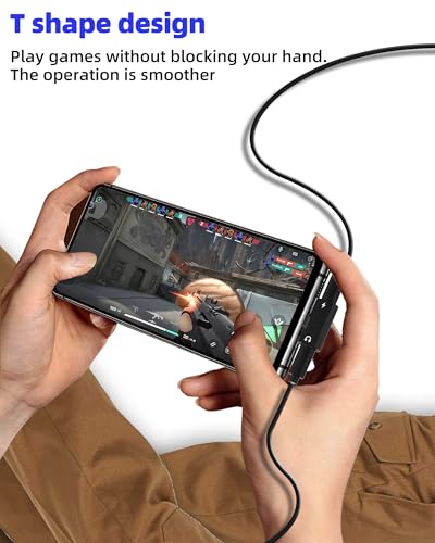 USB C 스플리터 어댑터 헤드폰 아이폰 17 16 15 프로 맥스(2팩) 충전기 타입 C to Aux 케이블 잭 오디오 데이터 전송 더블 폰 고속 충전 아이패드 DAC 포트 이어폰 수 컨버터 안드로이드용