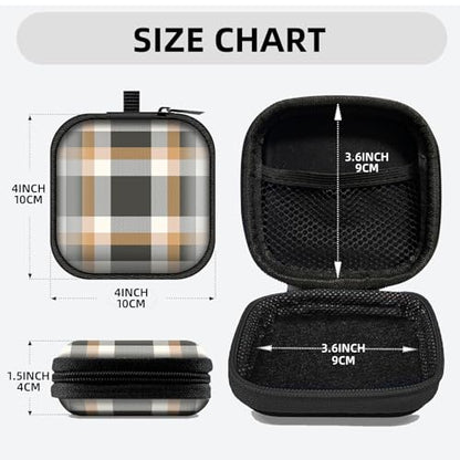 Square Data Cable Earbud Charger Coin Storage Bag Shockproof and Drop-Proof EVA Material Compatible with AirPod(Grey Yellow Lattice Textile) - color: Grey yellow lattice textile