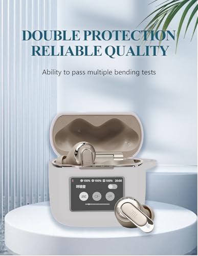 Case for JBL Tour Pro 3 - True Wireless Noise Cancelling Earbuds, WUNIAK Soft Silicone Protective Portable Scratch Shock Resistant with 2pack Screen Protector &Cleaner Kit & Carabiner & Lanyard，Grey. - color: GREY