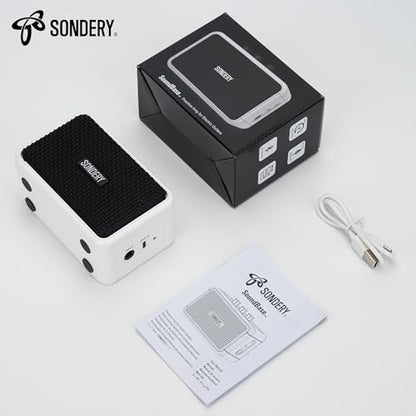 Sondery Portable Mini Guitar Amp,Rechargeable 5W Small Electric Amplifier | With Overdrive/Clean Effects and Bluetooth,Two Speakers,For Practice and Traveling,White - color: White
