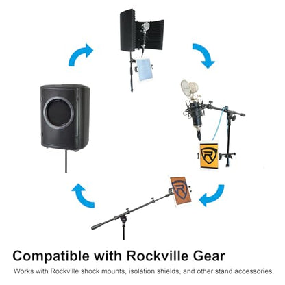 Rockville RVMIC5 V2 Pro Audio Tripod Microphone Stand, Telescopic Boom, Tablet/Phone Holder, Adjustable, Steel, Perfect for Studio & Live Performances - style: Mic + Phone/Tablet Stand