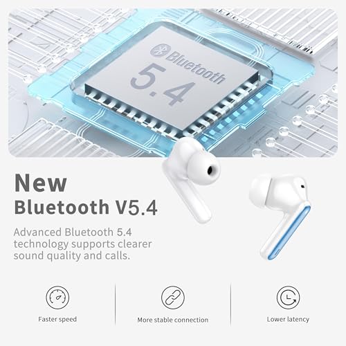 Wireless Earbuds, 2026 Bluetooth 5.4 Ear Buds in Ear with 4 ENC Noise Cancelling Mic, New Wireless Earphones HiFi Stereo Deep Bass 40H Playtime, In-Ear Bluetooth Earbuds LED Display IP7, Lake Blue - color: Lake Blue