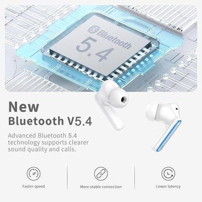 Wireless Earbuds, 2026 Bluetooth 5.4 Ear Buds in Ear with 4 ENC Noise Cancelling Mic, New Wireless Earphones HiFi Stereo Deep Bass 40H Playtime, In-Ear Bluetooth Earbuds LED Display IP7, Lake Blue - color: Lake Blue