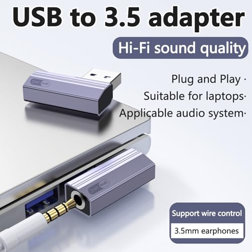 USB to 3.5mm Jack Audio Adapter, USB-A to 3.5mm Female Headphones, Suitable for PS4/PS5/headphones/Mac/Linux/laptops/desktops/docking Stations - color: grey-USB Ato3.5mm