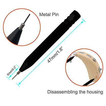 8-Piece Hearing Aid Cleaning Brush Tools Kit with Carry Case, Gray (Gray) | Works on hearing aids, earbuds and headphones;Portable carry case for travel - color: Gray