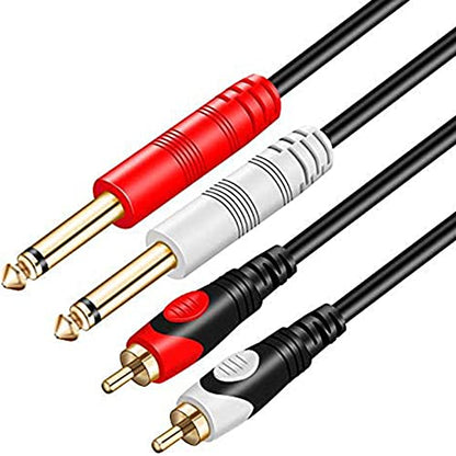Tan QY RCA to 1/4 Cable 25Ft,Dual 1/4 inch 2 x 6.35mm TS Mono Male Jack to Dual RCA Male Audio Cable, for Phono Microphone Mic Mixer Amplifier,RCA Audio Wire Cords, Interconnect Cable (8M/25Ft) - size: 8M/25Ft