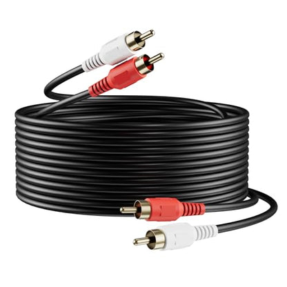 RCA Cable 25ft,2RCA Male to 2RCA Male,Audio Stereo Subwoofer Cable [Hi-Fi Sound] Auxiliary Audio Cord for Home Theater, HDTV, Amplifiers, Hi-Fi Systems,Speakers and etc - size: 25ft