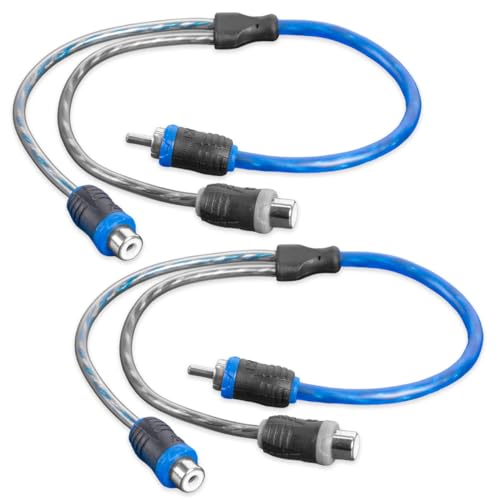 xiv2f | Oxygen Free Copper Twisted Pair V-Series with Shielded Noise Reduction and Split-tip Silver-Plated ends (2-pack) - size: 1 Male to 2 Female Y-Adapter