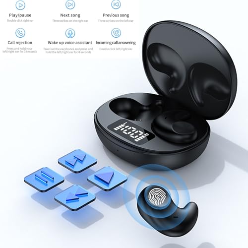 Earbuds, Small Sleeping Earbuds Wirelesss Bluetooth5.3, Mini Sleep Ear Buds for Side Sleepers with LED Battery Display & Built in Mic, for iOS for Android, for Driving,