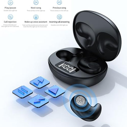 Earbuds, Small Sleeping Earbuds Wirelesss Bluetooth5.3, Mini Sleep Ear Buds for Side Sleepers with LED Battery Display & Built in Mic, for iOS for Android, for Driving,
