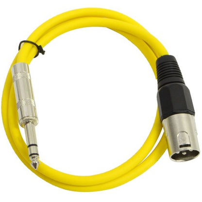 Seismic Audio SATRXL-M3Yellow6 3-Feet XLR Male to 1/4-Inch TRS Patch Cables - Yellow - color: Yellow, size: 3 Foot
