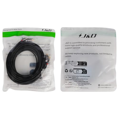 J&D 2 RCA Extension Cable, RCA Cable, Gold Plated Copper Shell Heavy Duty 2 RCA Male to Female Stereo Audio Extension Cable for TV, Amplifiers, 20 Feet - size: 20 Feet