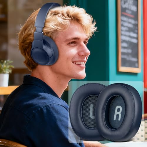 SOULWIT Earpads Replacement for JBL Tune 700BT, 710BT, 720BT, 750BTNC, 760NC, 770NC Wireless Over-Ear Headphones, Ear Pads Cushions with Soft Protein Leather and High-Density Foam - Blue - color: Blue