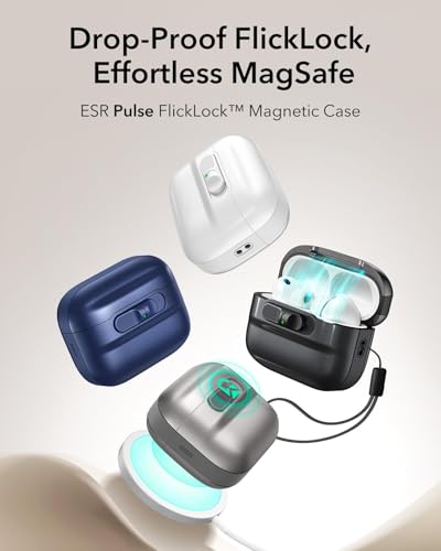 ESR for AirPods Pro 3 Case (2025), Compatible with MagSafe, Black | Compatible with AirPods Pro 3 (USB-C Cable), Magnetic Lid, Full Drop Protection Cover with Lanyard - color: Black, size: AirPods Pro 3 Case