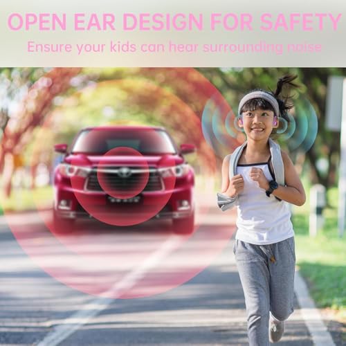 Mehomeli Kids Headphones, Bluetooth 5.2 Air Conduction Open Ear Headphones, 85dB Volume Limiting, Blue Pink - color: Blue Pink