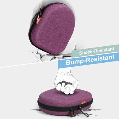 Purple Hard Shell Headphone Case, Durable Zipper Travel Carrying Pouch Bag | Compatible with Sony WH-CH520/CH720N, JBL Tune 510BT/720BT/520BT/770NC, Soundcore Q20/Q30, Jlab Headphones - color: Grape-Purple