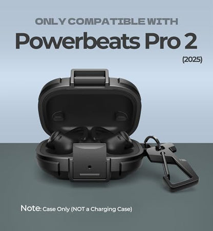 Dexnor for Beats Powerbeats Pro 2 Case with Drop-Proof Lock, Shockproof Rugged Bumper Cases Protective Cover with Carabiner & Keyring & Cleaner Kit for Powerbeats Pro 2 (2025) Black - color: Black