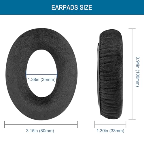 GEVO Earpads for Sennheiser HD650/HD600/HD660S/HD545/HD525/HD535 Headphones, Velour Ear Pads Cushions Replacement for Massdrop X HD6XX/HD58X and HD580/HD565 Jubilee Headset (Velour Black) - color: Velour Black