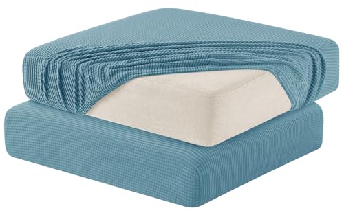 Hokway 2 Piece Couch Cushion Slipcovers Stretch Reversible Cushion Replacement Slipcovers Sofa Cushion Covers(Sky Blue, 2 Pieces) - color: Sky Blue, size: Small (2 Pieces)
