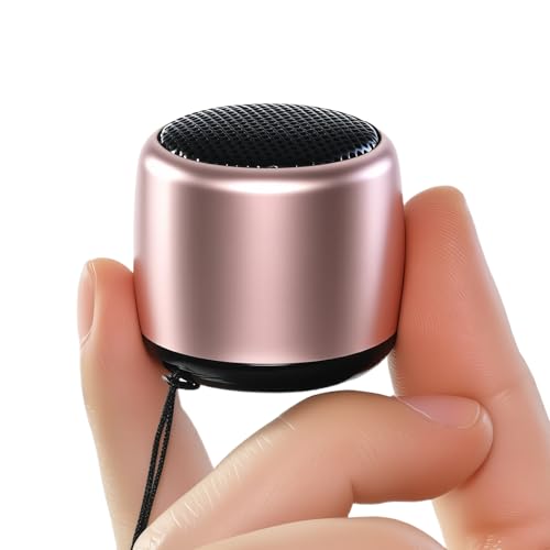 Best Mini Portable Bluetooth Speaker with HD Sound & Bass I Smallest Wireless Bluetooth Speakers for Phone/PC/Tablet I Photo Selfie Button Answer Phone Calls I Cute Tiny Speaker (Rose Gold) - color: Rose Gold