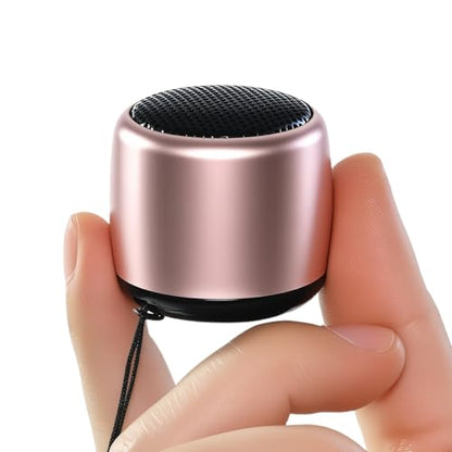 Best Mini Portable Bluetooth Speaker with HD Sound & Bass I Smallest Wireless Bluetooth Speakers for Phone/PC/Tablet I Photo Selfie Button Answer Phone Calls I Cute Tiny Speaker (Rose Gold) - color: Rose Gold