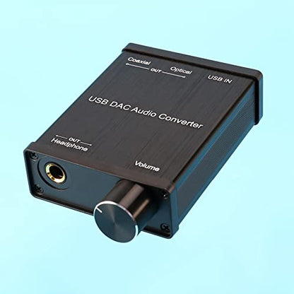 USB to Coaxial S/PDIF Optical 3.5mm/6.3mm Headphone Converter USB DAC Digital to Analog Audio Converter for XP, black