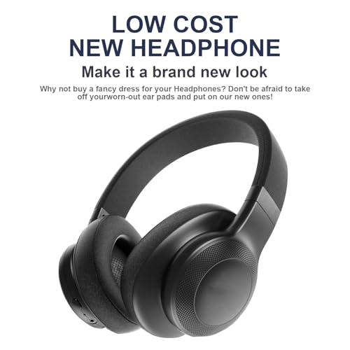 E55BT Mesh Fabric Ear Pads Replacement Ear Cushions Compatible with JBL E55BT E55 bt Over-Ear Wireless Headphones Breathable Fabric Noise Isolation Memory Foam Earpads Added Thicknes Earmuffs (Black)