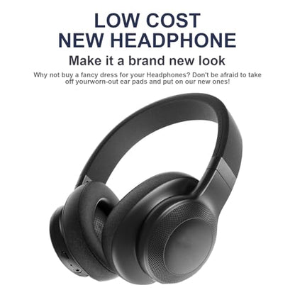 E55BT Mesh Fabric Ear Pads Replacement Ear Cushions Compatible with JBL E55BT E55 bt Over-Ear Wireless Headphones Breathable Fabric Noise Isolation Memory Foam Earpads Added Thicknes Earmuffs (Black)