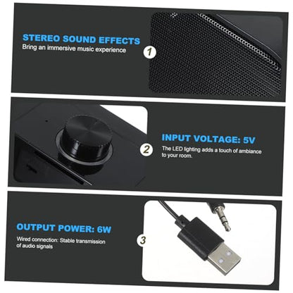 balacoo Desktop Soundbar Speaker for Computer, Slim LED Light Bar