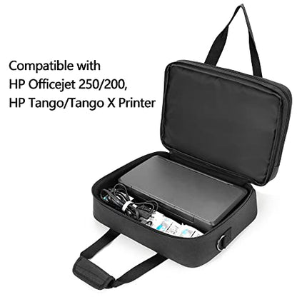 samdew Mobile Printer Storage Bag, with up to 15.6" Laptop Layer, Bag Only | Compatible with HP Tango/Tango X, HP Officejet 250/200, with Pockets, Shoulder & Trolley Strap, for Work, Business or Travel - size: Double-layer Printer Bag