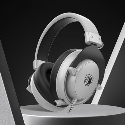 SADES MPOWER Stereo Gaming Headset for PS4, PC, Mobile, Noise Cancelling Over Ear Headphones with Retractable and Flexible Mic & Soft Memory Earmuffs for Laptop -Angel Edition (Grey) - color: Grey