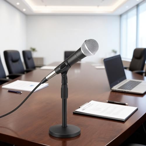 Desktop Microphone Stand, Upgraded Adjustable Table Mic Stand with Non-Slip Metal Base for Blue Yeti Snowball Spark & Other Microphone