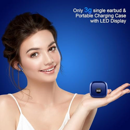 Wireless Earbuds, Bluetooth 5.4 Headphones, LED Power Display, Bass Stereo | Ear Buds, Bluetooth Earbuds, in-Ear Noise Cancelling Mic, 40H Playback Mini Case, IP7 Waterproof Sport Earphones, Android iOS - color: Oriental Blue