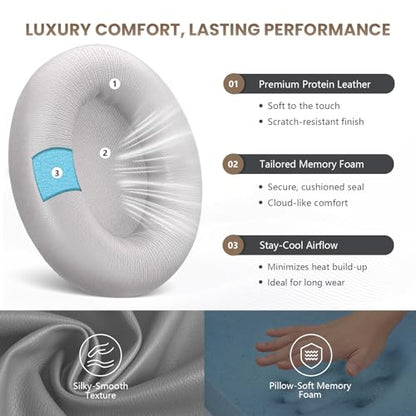 Studio Pro Headphone Ear Pads, Replacement Earpads/Cushions for Beats Studio Pro, with Premium Protein Leather, Resilient Memory Foam, Added Thickness - color: Sandstone