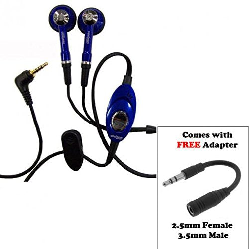 Compatible with DuraForce Pro 2 - Verizon Wired Headset Handsfree Earphones Dual Earbuds Headphones Microphone with 2.5mm to 3.5mm Adapter [Blue] Works with Kyocera DuraForce Pro 2