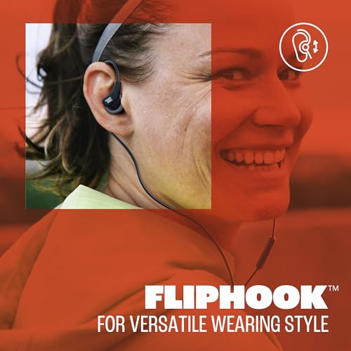 JBL Endurance Run 3 USB-C - Wired Sport Headphones - Black/Gray | FlipHook technology for versatile wearing style, IP65 dustproof and water-resistant, 3-button remote with microphone
