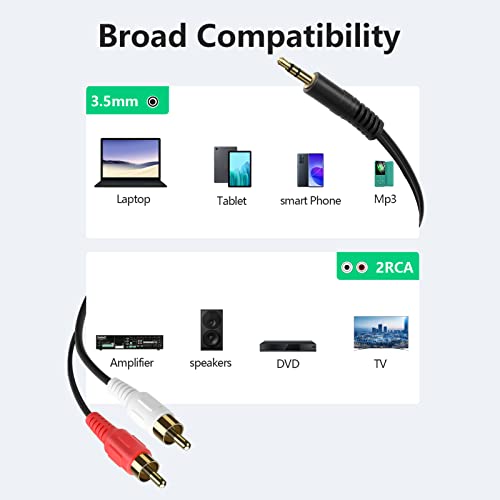 3.5mm Stereo Male to 2RCA Male (Right and Left) RCA Audio Cable (6 Feet) - size: 6 Feet
