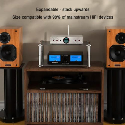 COYEUX Aluminum Audio Component Rack, Hifi Audio Stand With Vented Holes, Stackable, Expandable Storage For Amplifier Dac Turntable Home A - size: A
