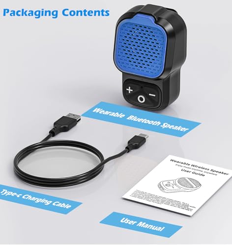KAIY Wearable Bluetooth Speaker with Mic Portable Clip On Speakers - color: Blue