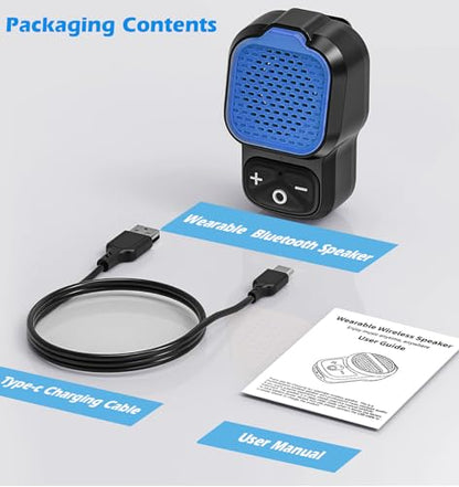 KAIY Wearable Bluetooth Speaker with Mic Portable Clip On Speakers - color: Blue