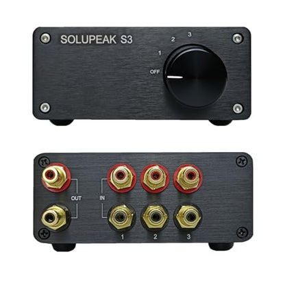 S3 3 in 1 Out RCA Audio Switch Box Passive Audio Switcher Selector | 3 way Stereo Audio Signal Source input, Bi-Direction, no need power,plug and play,Sturdy aluminum case, Solid aluminum knob - color: 3-WAY RCA Switch(3 IN 1 OUT)-Upgrade version
