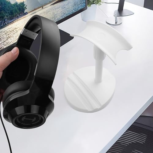 Desktop Headphone Stand, Universal Headphone Holder with Phone Holder,Anti-Slip Base, for Desk, Office, Home Headphones Support Accessory (White) - color: White