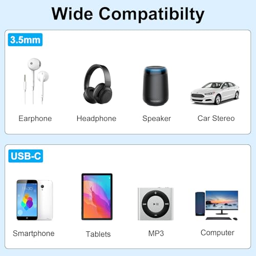 Poyiccot USB C to 3.5mm Micphone Adapter, 1 to 6 Ways USB C to 3.5mm TRRS Female Headphone Audio & Mic Jack Splitter Cable Compatible with Micphone, Speaker, Galaxy, MacBook, 30cm/1ft - style: 1 to 6 ways