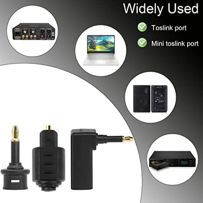 Fiber Optic 3.5mm Jack Audio Adapter, Female to Male Optical Connector, Right Angle 90 Degree Converter for Toslink & Mini Toslink Cables, 6 Pcs