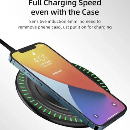 Wireless Charger Pad Stand Desktop Mobile Phone Chargers Fast Charging Dock Station for iPhone 17 16 15 14 13 12 Samsung Xiaomi (Black) - color: Black