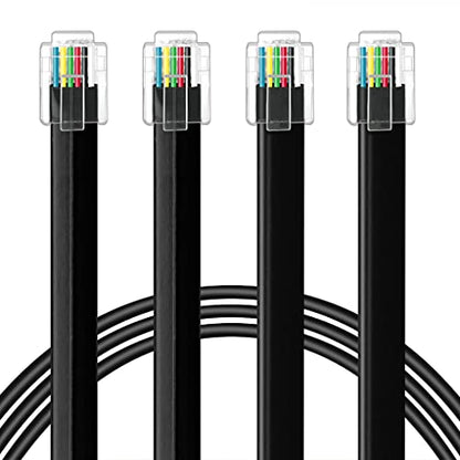 NECABLES 2Pack RJ12 Cable 1ft Telephone Cord Phone Cable - 1 Foot | RJ12 6P6C Male to Male Straight Wired for Both Data and Voice Use Black - size: 1 foot