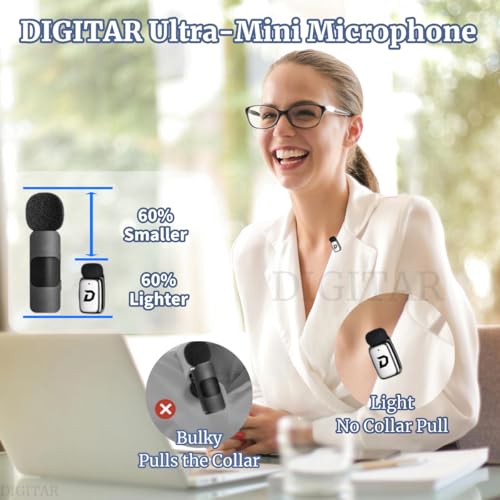Wireless Super Mini Lavalier Microphone for iPhone, Android, iPad, Noise Reduction, Monitor Audio, Charging Case, Crystal Clear Zero‑Latency Sound for Live Streaming, Recording