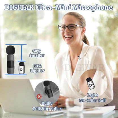 Wireless Super Mini Lavalier Microphone for iPhone, Android, iPad, Noise Reduction, Monitor Audio, Charging Case, Crystal Clear Zero‑Latency Sound for Live Streaming, Recording