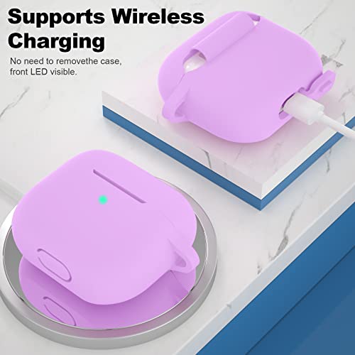 Compatible with AirPods 3 Case, Protective Silicone Cover for AirPods 3rd Generation Case 2021, Wireless Charging - Light Purple - color: B-Light Purple
