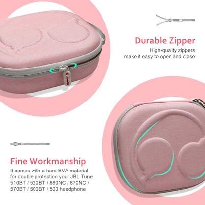 XANAD Hard Case for Bose QuietComfort, QC Ultra, QC 45, QC 35, QC45 SE, QC SE or Skullcandy Crusher Evo, Hesh ANC, Hesh Evo, Crusher ANC 2, Crusher, Riff 2 Noise Headphones（Outer Pink +Inner Pink） - color: Outer Pink +Inner Pink